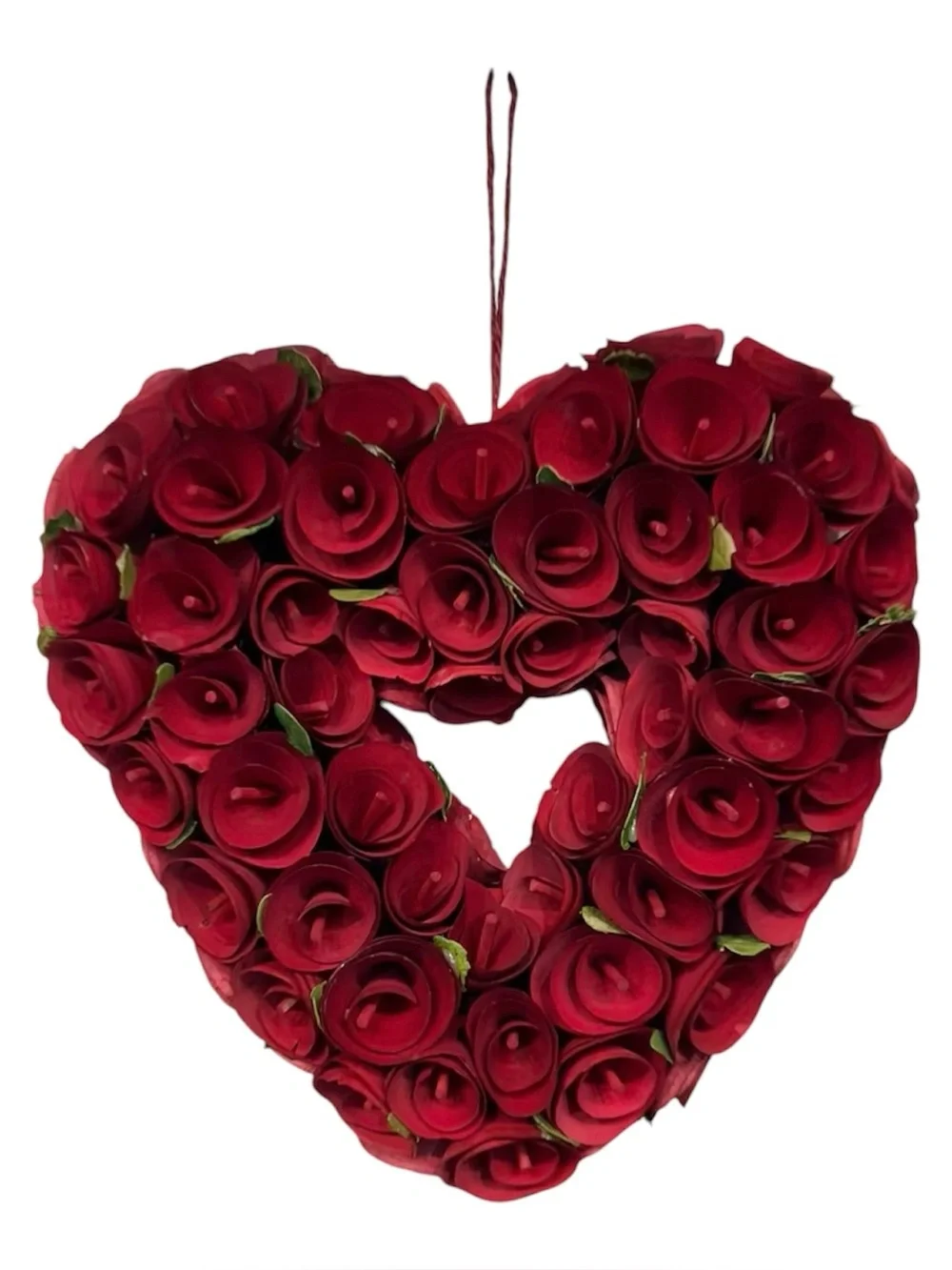 Wood roses heart-shaped wreath